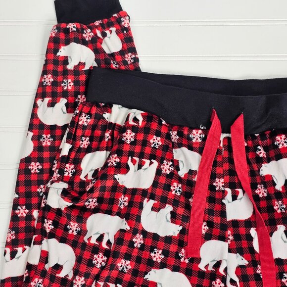 Buffalo Plaid Winter Holiday Polar Bear Print Women's Pajama Pants Size M NWOT - Picture 3 of 12